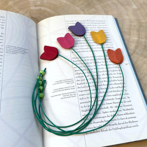 Tulpe- Lesezeichen aus Leder | Lesezeichen | Verschiedene Farben  | Handmade