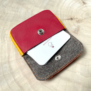 Kleines Portemonnaie aus Leder & Designfilz ARCOIRIS