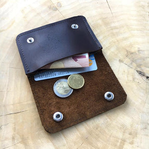 Mini Leder Portemonnaie aus Leder | ENNO | Schwarz und Dunkelbraun